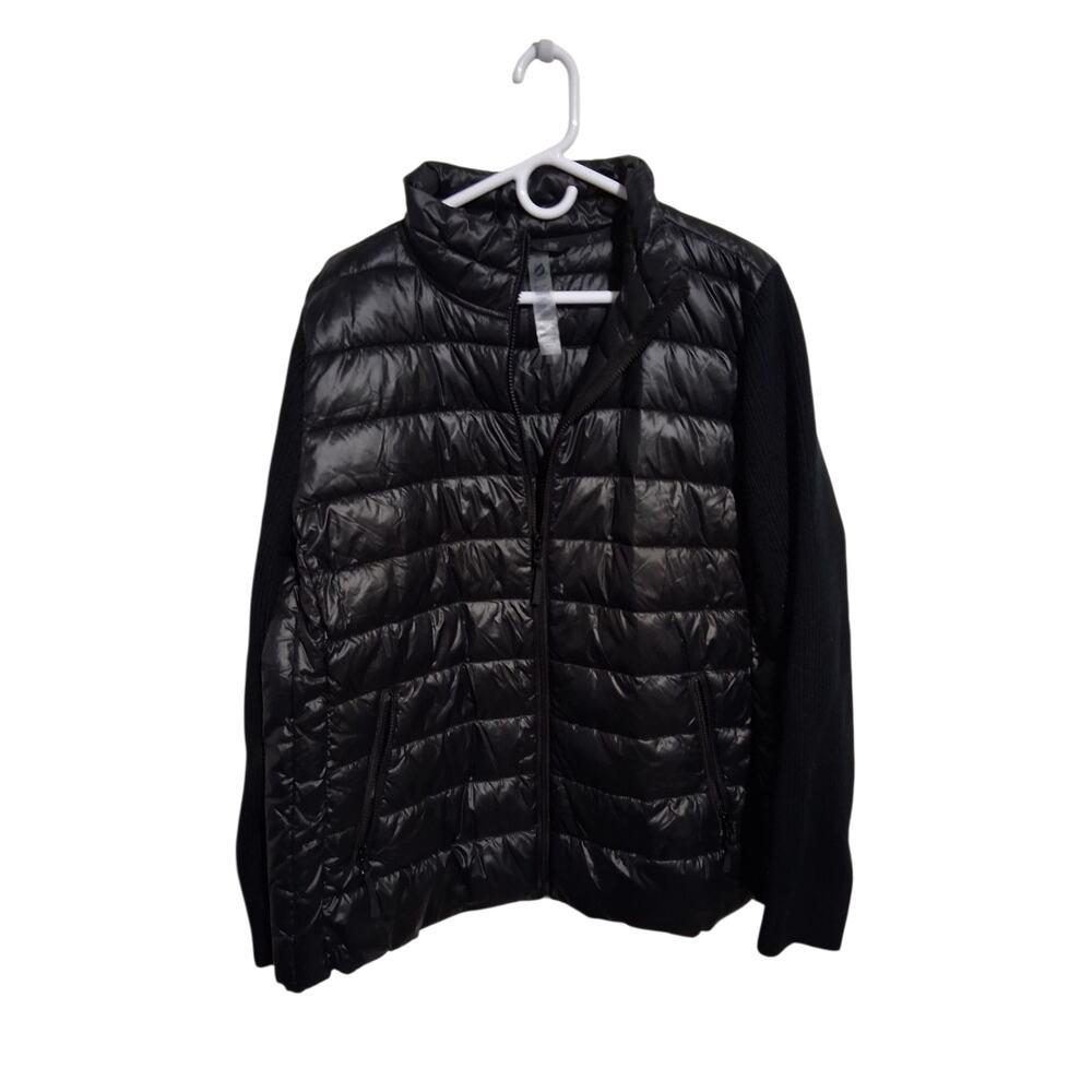 Lou & Grey Women's‎ size XXL Black Preppy Ribbed Sweater Puffer Jacket Gorpcore